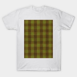 Winter Brown and Green Checkerboard Plaid Christmas Burlap Cloth T-Shirt